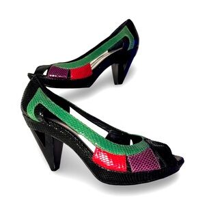 Vince Camuto Vintage Colorful Patchwork Heels
